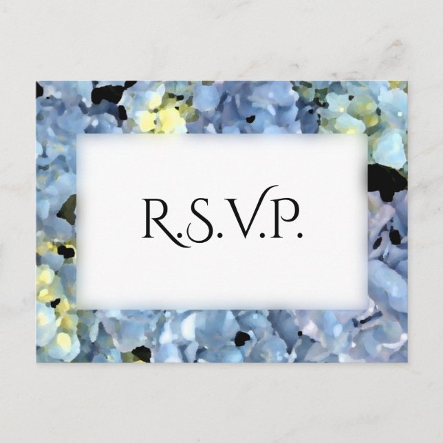 Invitation Carte Postale Blue Hydrangea Frame Wedding Réponse RSVP (Devant)