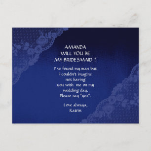 Invitation Carte Postale Blue Marine Lace Serez-Vous Ma Femme D'Accueil