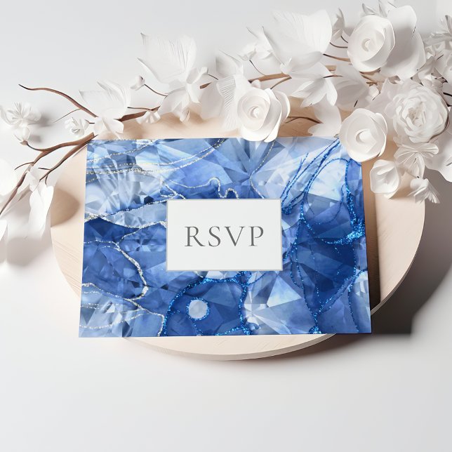 Invitation Carte Postale Blue Sapphire Gemstone Wedding RSVP (Créateur téléchargé)