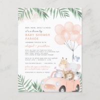 Blush Pink & Gold Cute Safari Drive Par Baby showe