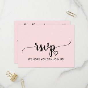 Invitation Carte Postale Blush Pink Simple Calligraphie Demande de chanson