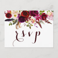 Bohème Aquarelle Florale Mariage d'automne RSVP