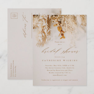 Invitation Carte Postale Boho Fall Flowers Mariage Fête des mariées