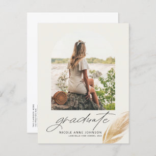 Invitation Carte Postale Boho Gold Parties scintillant Feather Arch Photo G