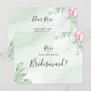 Invitation Carte Postale Boho Watercolor Eucalyptus Green Bridesmaid