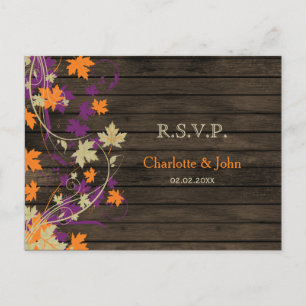 Invitation Carte Postale Bois de grange Pomme de prune rustique laisse mari