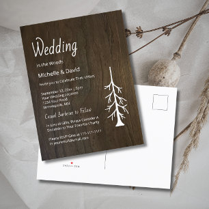 Invitation Carte Postale Bois de pin Bois rustique Mariage Décontracté 