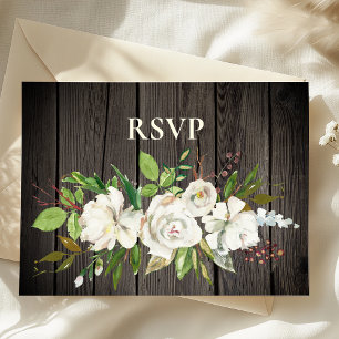 Invitation Carte Postale Bois rustique vieille grange RSVP