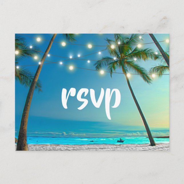 Invitation Carte Postale Boîtier RSVP Tropical Beach (Devant)