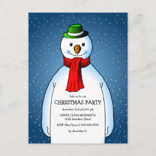 Invitation Carte Postale Bonhomme de neige joyeux