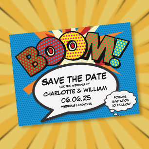 Invitation Carte Postale BOOM Enregistrer la date Fun Modern