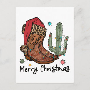 Invitation Carte Postale Bottes Western Santa Joyeux Noël Bottes Xmas