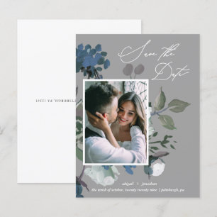 Invitation Carte Postale Bouquet d'aquarelle bleu rustique Enregistrer la d