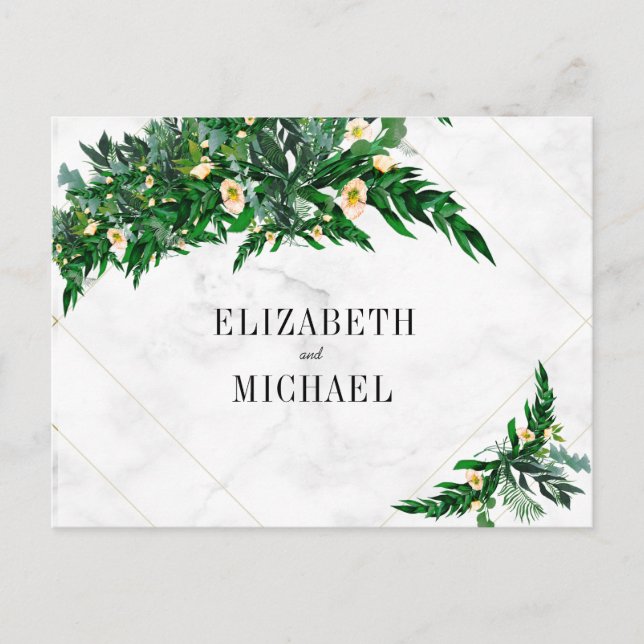 Invitation Carte Postale Bouquet de feuillage Eucalyptus Mariage blanc rust (Devant)