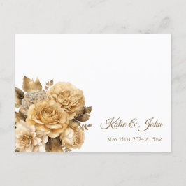 Invitation Carte Postale Bouquet de fleurs neutres-mariage blanc RSVP-