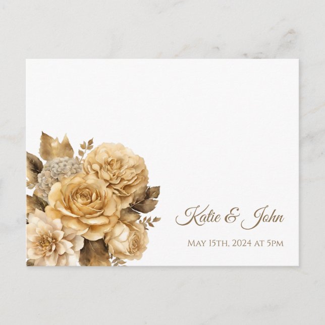 Invitation Carte Postale Bouquet de fleurs neutres-mariage blanc RSVP- (Devant)