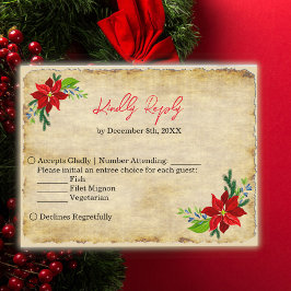 Invitation Carte Postale Bouquet Poinsettia, RSV Vintage