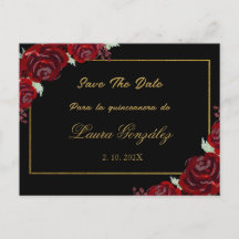 Bourgogne noir Save the Date quinceañera