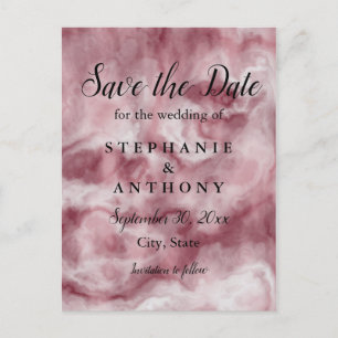 Invitation Carte Postale Bourgogne, Rose mariage en marbre doré Enregistrer