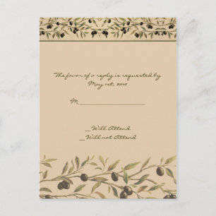 Invitation Carte Postale Branche d'olivier : un RSVP tactile toscan