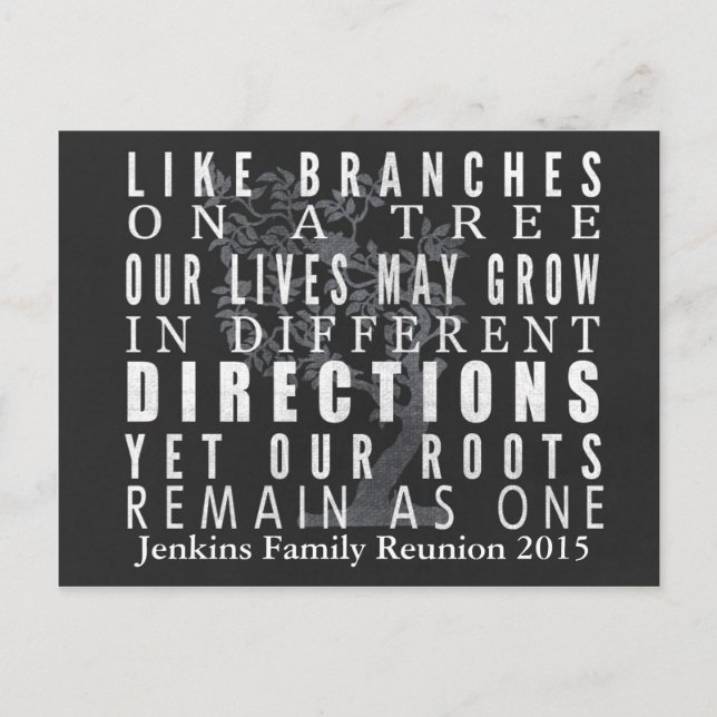 Invitation Carte Postale Branches de tableau de bord Arbre Famille Réunion  (Devant)