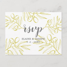Invitation Carte Postale Branches d'olivier Nature Verdure Mariage botaniqu