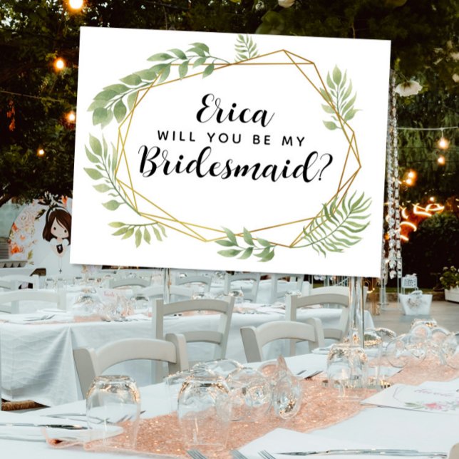 Invitation Carte Postale Bridesmaid Proposition verte mariage geo (Créateur téléchargé)