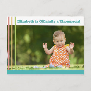 Invitation Carte Postale Bright Modern Stripes Adoption Annonces