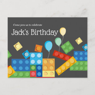 Invitation Carte Postale briques de construction, bloc, brique de jouets
