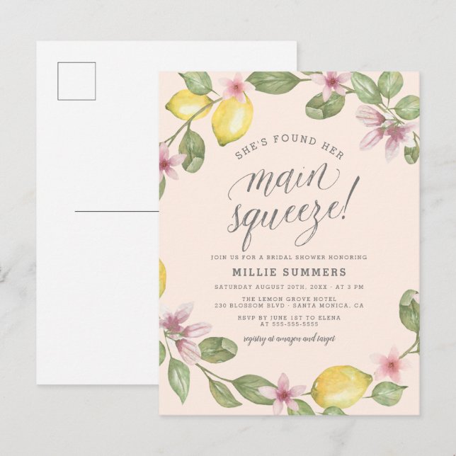 Invitation Carte Postale Brouiller | Fête des mariées principale de courge  (Devant / Derrière)