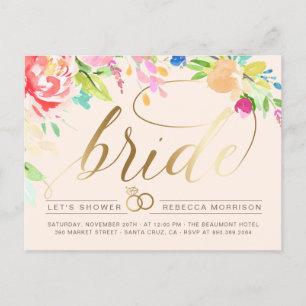 Invitation Carte Postale Brouiller   Roses & Fête des mariées d'anneau diam