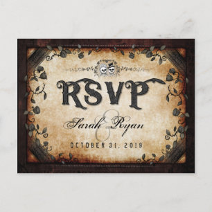 Invitation Carte Postale Brown Gothique Halloween Squelette Correspondant M