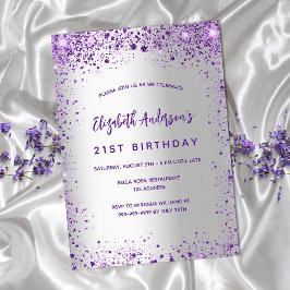Invitation Carte Postale Bruant violet d'argent d'anniversaire