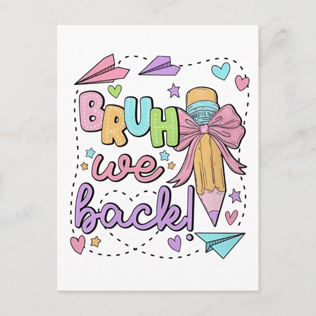 Invitation Carte Postale Bruh We Back Funny Back to School Kindergarten (Devant)