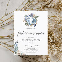 Budget Boho Dusty Blue Flowers Première communion