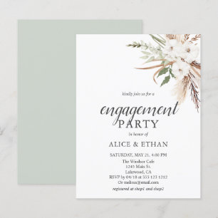 Invitation Carte Postale Budget Boho Pampa Grass Green Party