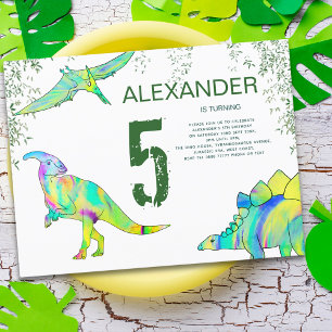 Invitation Carte Postale Budget de la fête du 5e anniversaire de Dinosaur