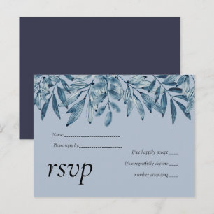 Invitation Carte Postale Budget DUSTY BLUE Foliage Mariage RSVP