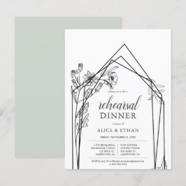 Invitation Carte Postale Budget Fleurs Boho Dîner de répétition géométrique