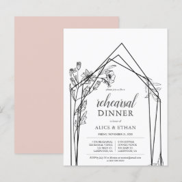 Invitation Carte Postale Budget Fleurs Boho Dîner de répétition géométrique