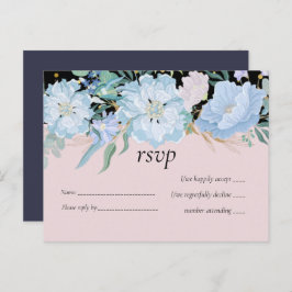 Invitation Carte Postale Budget Mariage floral rose pâle bleu