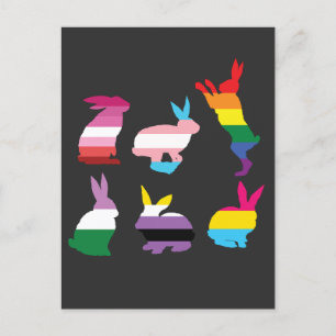 Invitation Carte Postale Bunnies de Pâques LGBTQ Pride Rainbow Rabbit Cadea