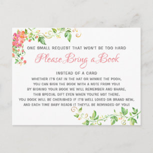 Invitation Carte Postale Bunny Boho Floral Apportez un Baby shower de bibli