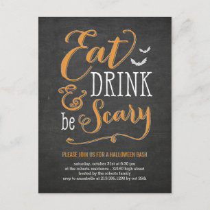 Invitation Carte Postale Buvez à manger Soyez effrayant Halloween Invitatio