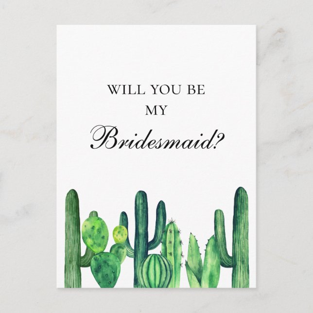 Invitation Carte Postale Cactus serez-vous ma demoiselle d'honneur. Cactus  (Devant)