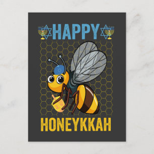 Invitation Carte Postale Cadeau drôle de miel de Hanukkah Happy Honeykkah 