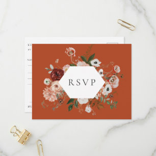 Invitation Carte Postale Cadre floral automnal Demande de chanson pour mari