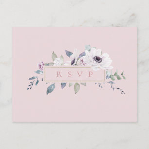 Invitation Carte Postale Cadre floral poussiéreux blush demande de réponse 