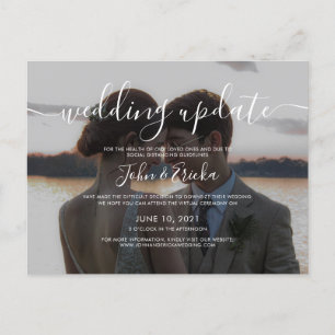 Invitation Carte Postale Calligraphie de texte moderne Photo de mariage mis