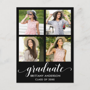 Invitation Carte Postale Calligraphie moderne 4 Fête de graduation photo